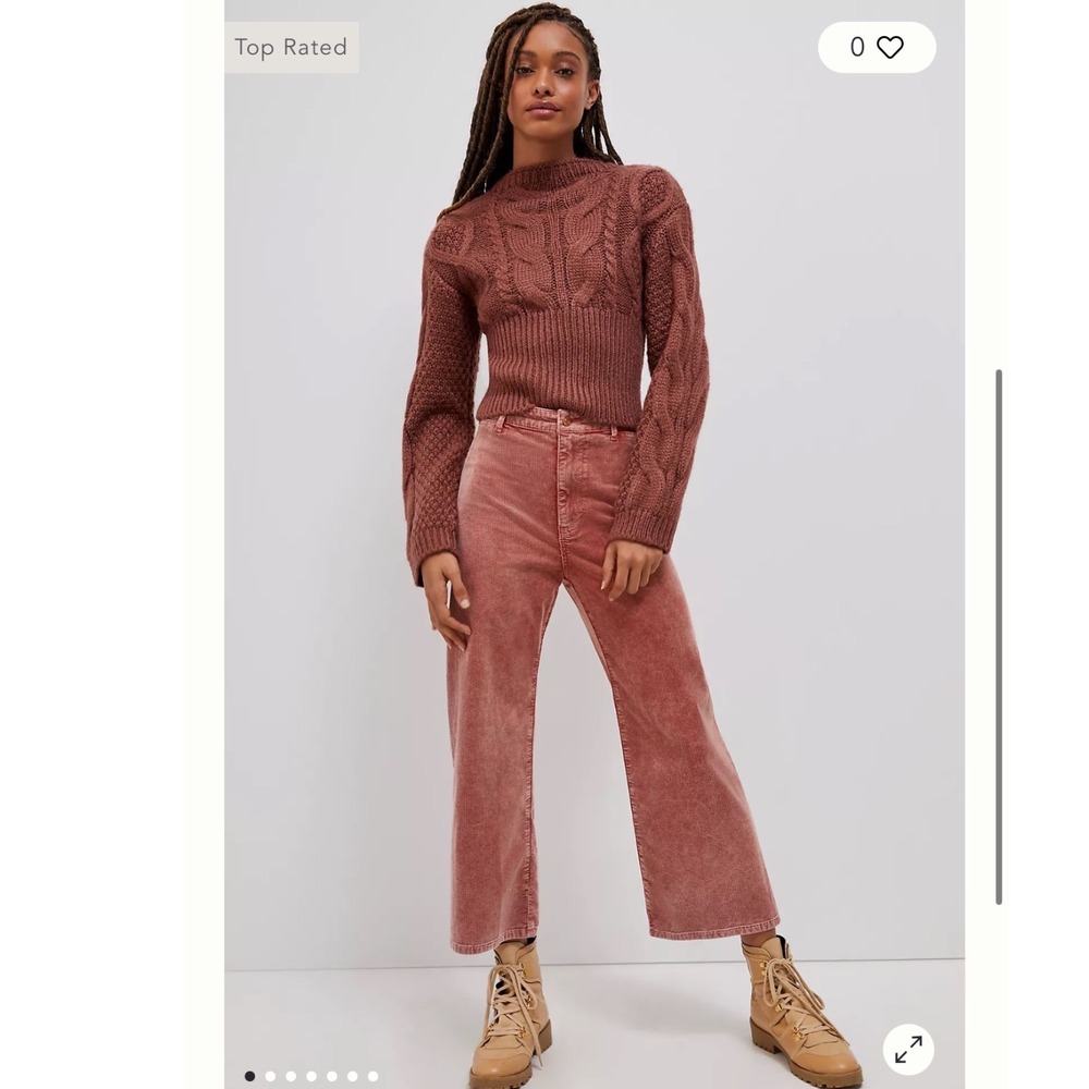 Anthropologie Pilcro Rust Corduroy Wide Leg Pants Size 27 70s Boho